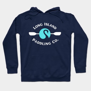 Long Island Paddling Co. White Lettering, Teal Circle with Swan Hoodie